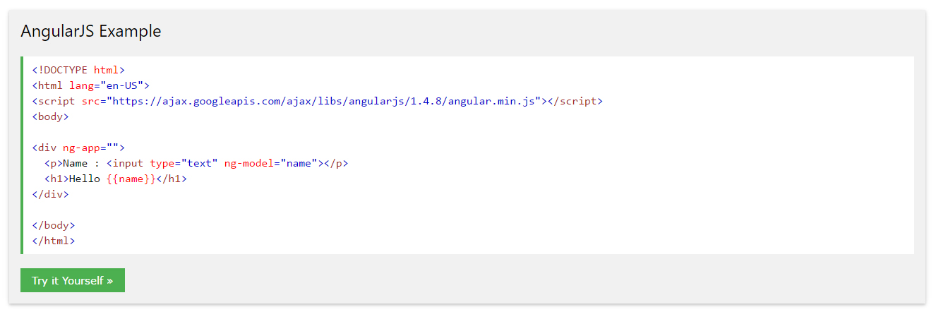 דוגמא לקוד הנכתב עם שימוש ב Angular